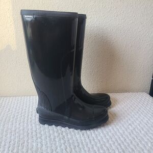 Sorel Glossy Black Waterproof Boots Women's Size 7.5
